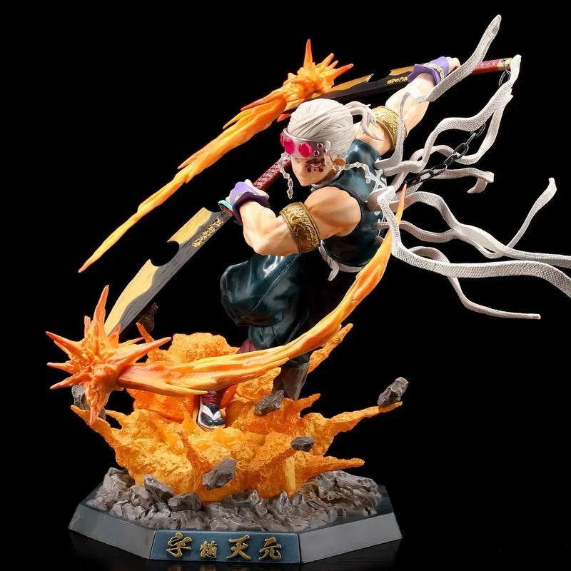 Action Figures de pvc demon slayer up uzui tengen kimetsu no yaiba, com luz led