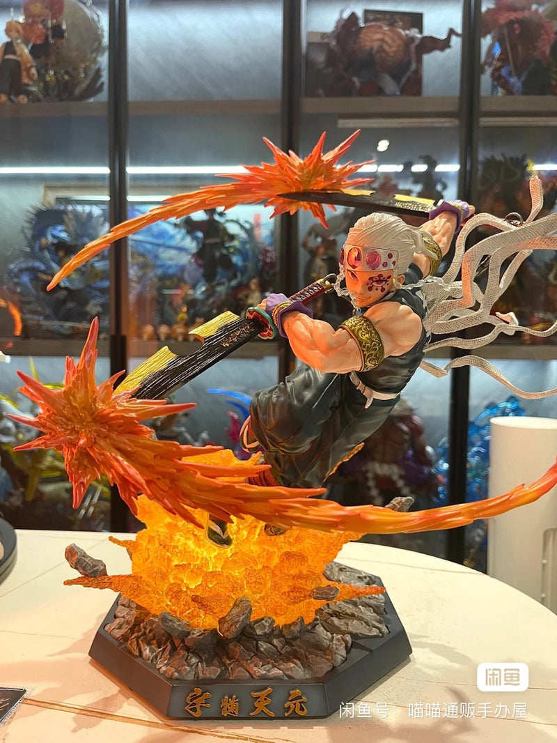 Action Figures de pvc demon slayer up uzui tengen kimetsu no yaiba, com luz led