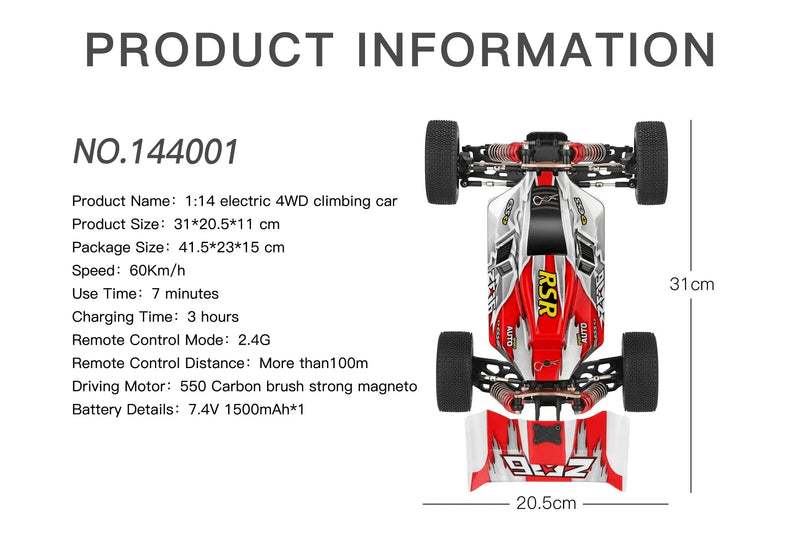 Carro de Corrida 60Km Controle Remoto Alta Velocidade Off-Road Drift Absorção de Choque