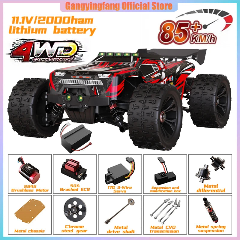 85 km/h carro de controle remoto de alta velocidade 4x4 off-road drift carro de controle remoto 1:16 carros de corrida profissionais
