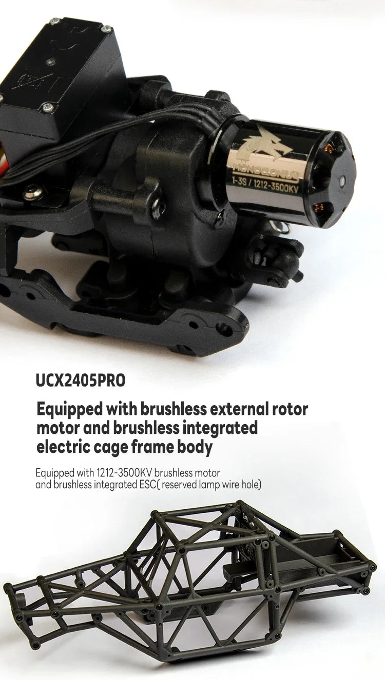 1/24  Motor Brushless/Escova 4WD Off-road Mini Rock Crawler Escalada Veículo