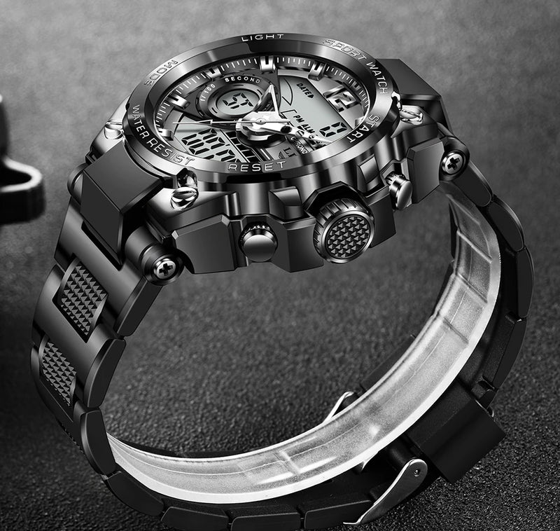 Relógio de pulso Masculino LED Digital Dual Display Luminoso