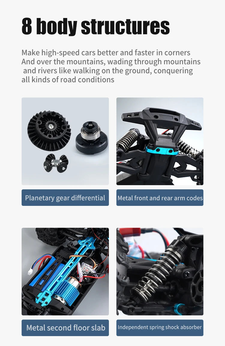 Carro com controle remoto LED Carros de alta velocidade Drift Monster Truck