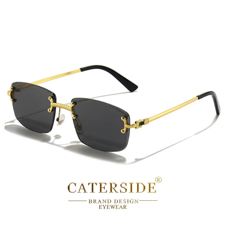 Óculos de sol Caterside retrô sem aro quadrado, masculino e feminino, proteção UV400