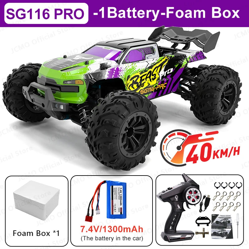 80 km/h carro de controle remoto de alta velocidade sem escova 4x4 off-road drift carro de corrida profissional 1:16 SG116PRO 40 km/h