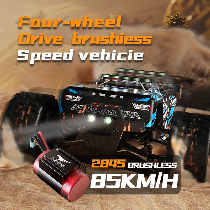 85 km/h carro de controle remoto de alta velocidade sem escova 4x4 off-road drift carro de corrida profissional