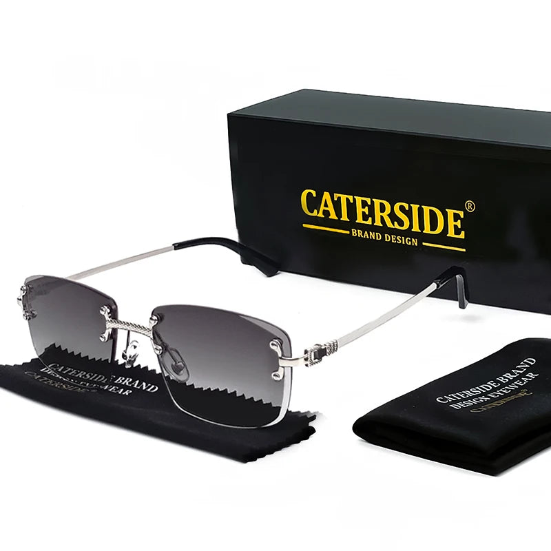 Óculos de sol Caterside retrô sem aro quadrado, masculino e feminino, proteção UV400