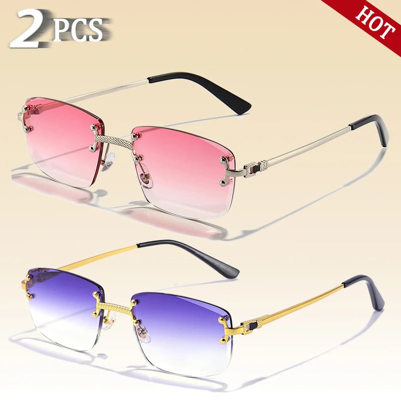 Óculos de sol Caterside retrô sem aro quadrado, masculino e feminino, proteção UV400