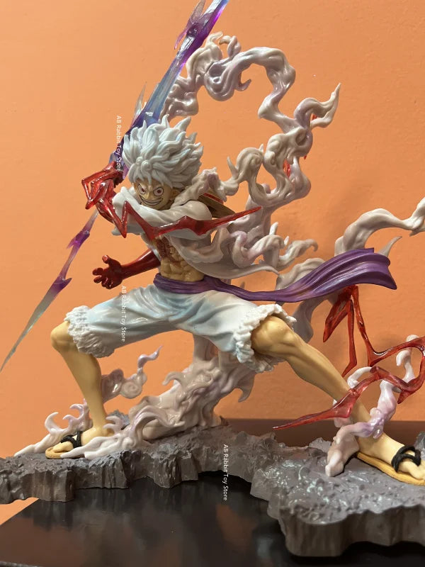 action figure One Piece Nika Luffy Luffy Deus Sol Gear 5 com Bola de Luz 28 cm PVC Modelo Coleção