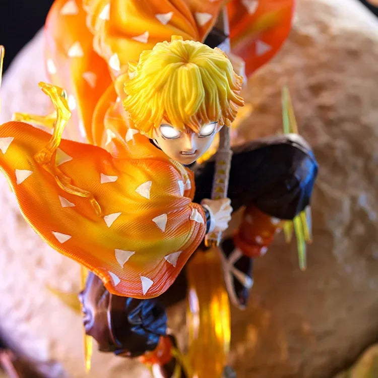 Action figures de 51 cm Demon Slayer Agatsuma Zenitsu, modelo de coleção de bonecas de pvc, decoração de quarto luminosa