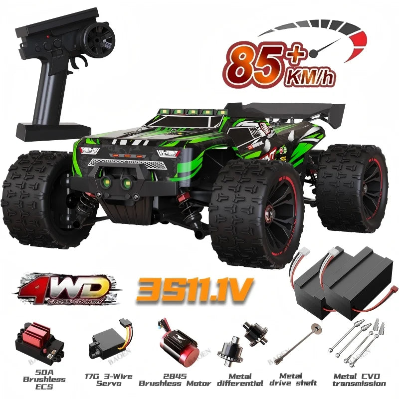 85 km/h carro de controle remoto de alta velocidade sem escova 4x4 off-road drift carro de corrida profissional