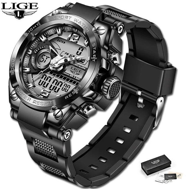 Relógio de pulso Masculino LED Digital Dual Display Luminoso