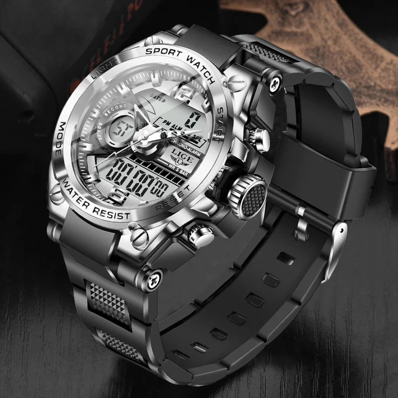 Relógio de pulso Masculino LED Digital Dual Display Luminoso