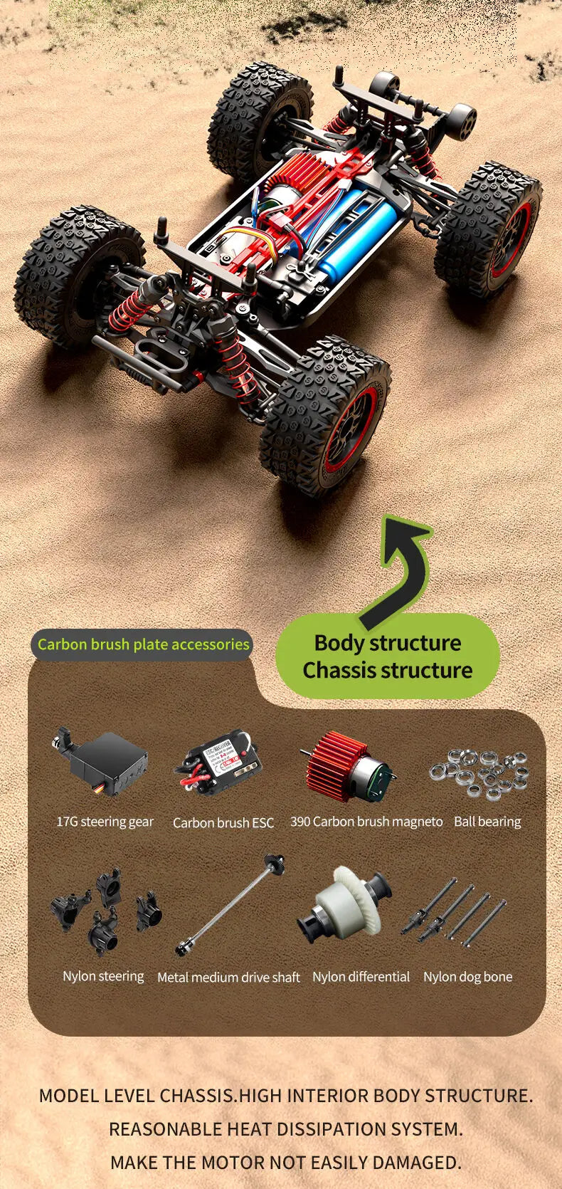 Carro de controle remoto 4x4 Super Brushless  Carro Off-Road de Alta Velocidade