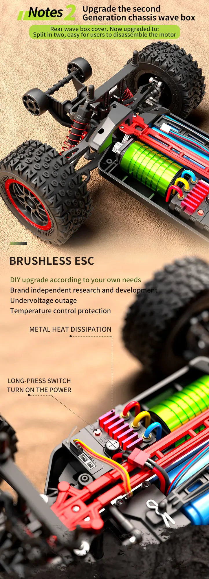 Carro de controle remoto 4x4 Super Brushless  Carro Off-Road de Alta Velocidade