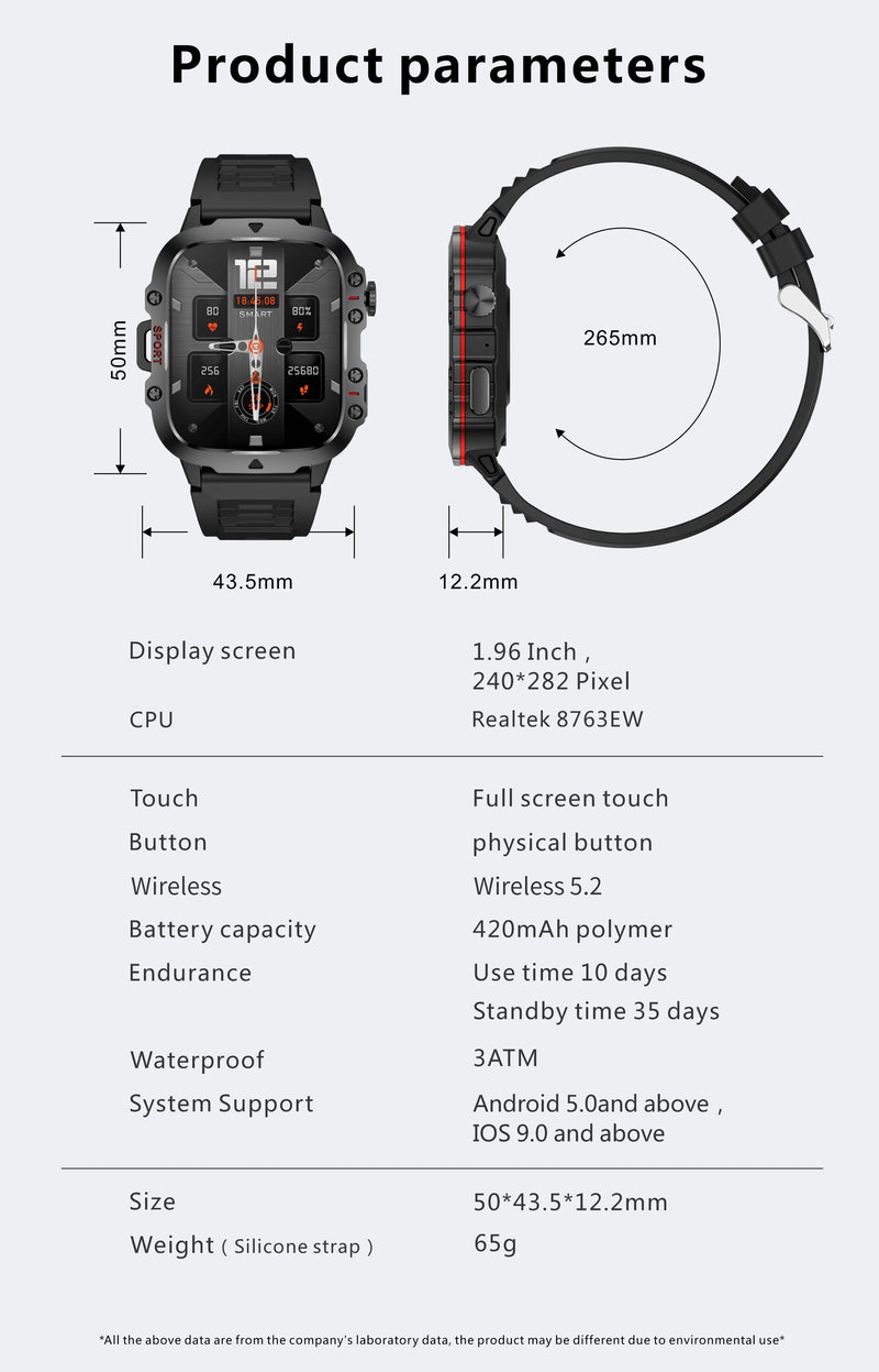 smartwatch inteligente LIGE com tela de 1,96 polegadas, chamada Bluetooth de 420 mAh, assistente de voz, relógio esportivo, fitness, à prova d'água