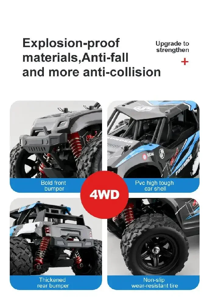 Carro de controle remoto 2,4 GHz RC carro todo-terreno 45 km/h 1:18 Caminhão off-road