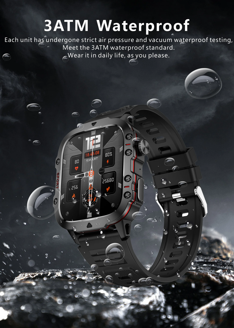 smartwatch inteligente LIGE com tela de 1,96 polegadas, chamada Bluetooth de 420 mAh, assistente de voz, relógio esportivo, fitness, à prova d'água