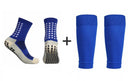Conjunto de 2 pares de meias de futebol com aderência e joelheiras/caneleiras antiderrapantes para adultos e jovens, ideais para basquete e futebol.v