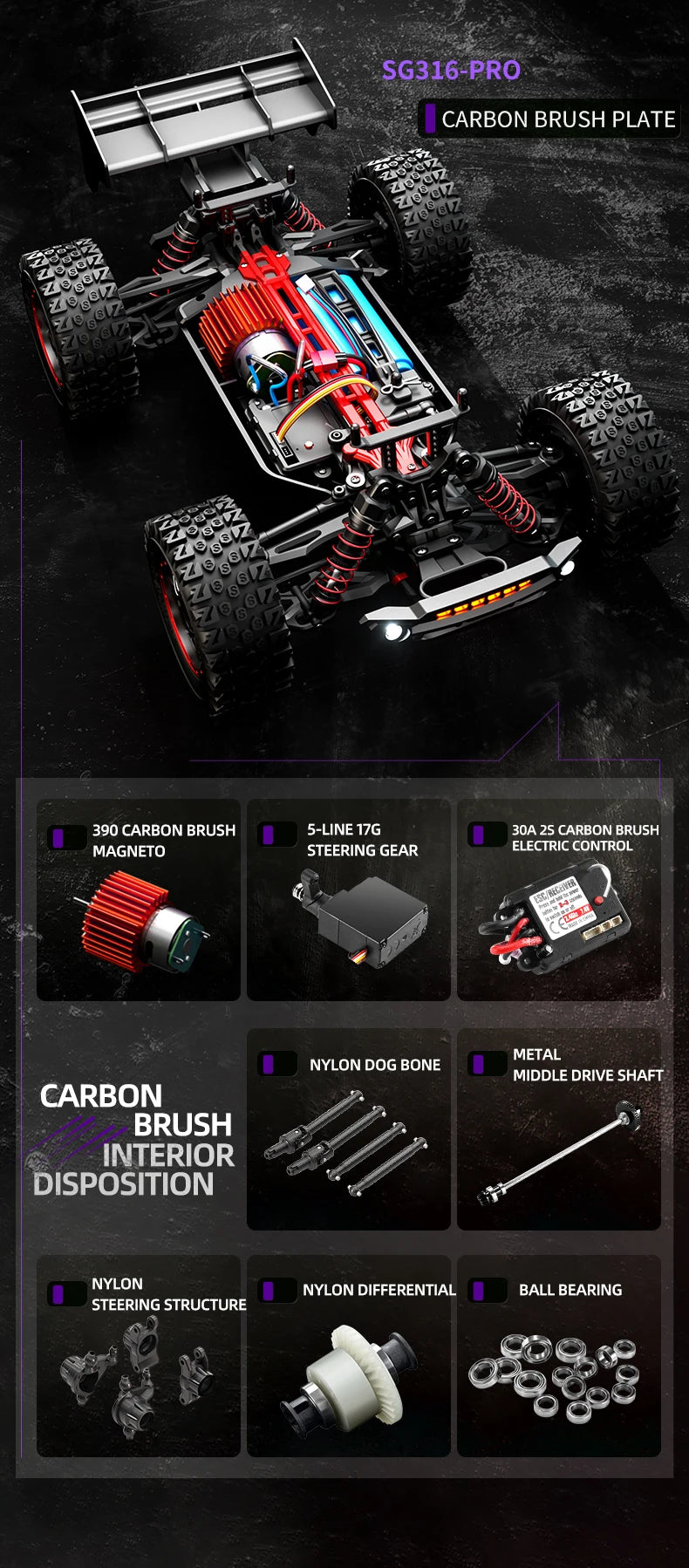 PRO/MAX  Motor 2.4Ghz Carro Remoto 80KM/H Carro de Corrida de Drift de Alta Velocidade Profissional