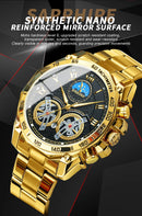 Relógios masculinos de quartzo de luxo Binbond, relógio de pulso à prova d'água