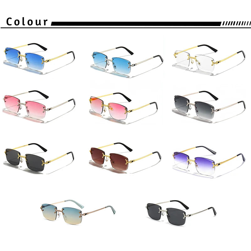 Óculos de sol Caterside retrô sem aro quadrado, masculino e feminino, proteção UV400
