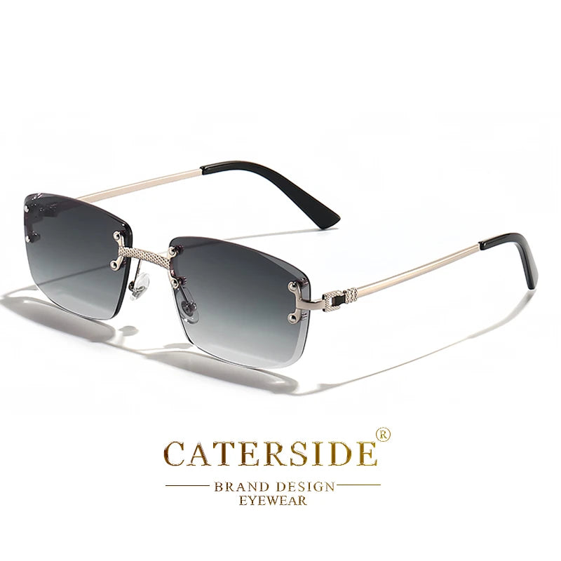 Óculos de sol Caterside retrô sem aro quadrado, masculino e feminino, proteção UV400