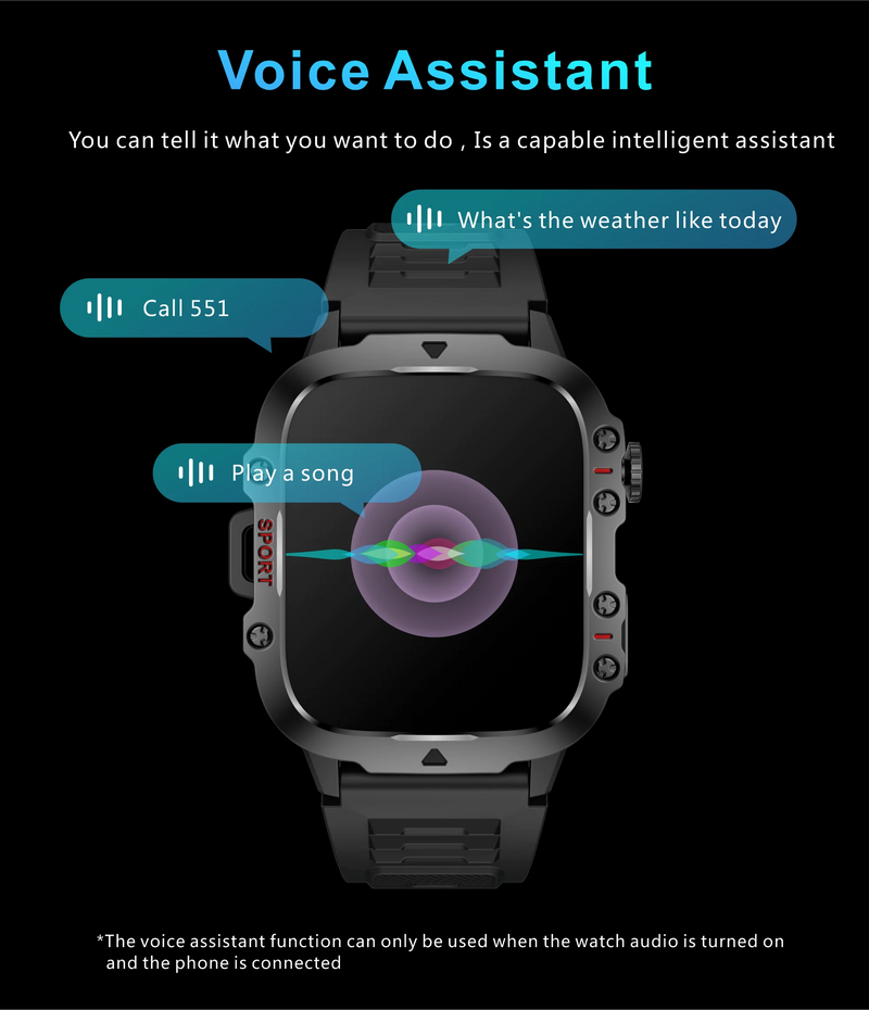 smartwatch inteligente LIGE com tela de 1,96 polegadas, chamada Bluetooth de 420 mAh, assistente de voz, relógio esportivo, fitness, à prova d'água