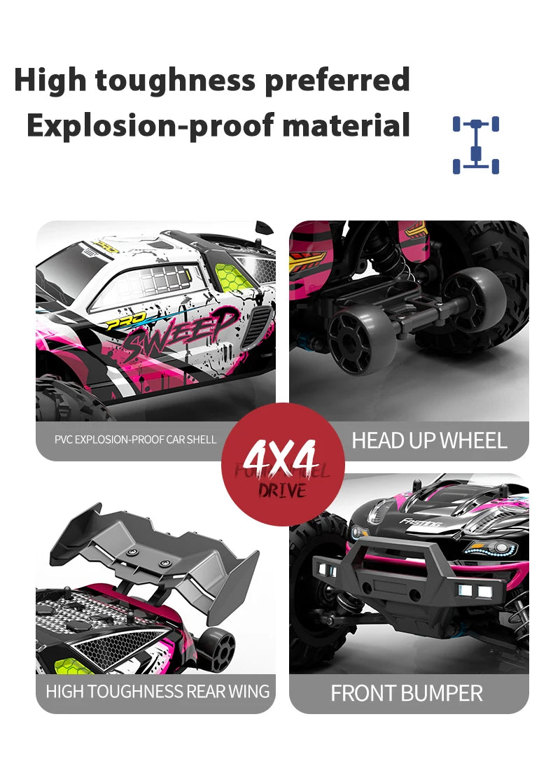 Carro com controle remoto LED Carros de alta velocidade Drift Monster Truck