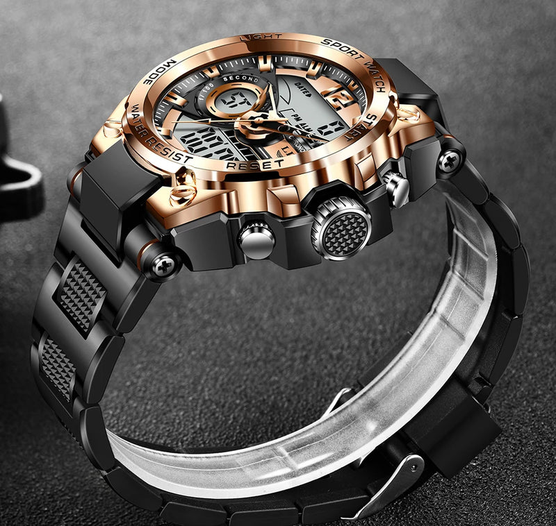 Relógio de pulso Masculino LED Digital Dual Display Luminoso