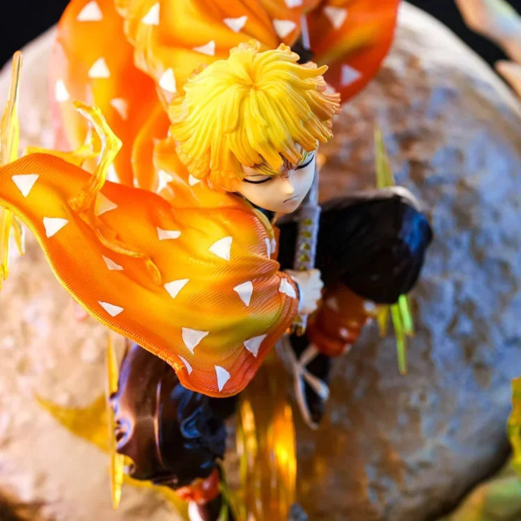 Action figures de 51 cm Demon Slayer Agatsuma Zenitsu, modelo de coleção de bonecas de pvc, decoração de quarto luminosa