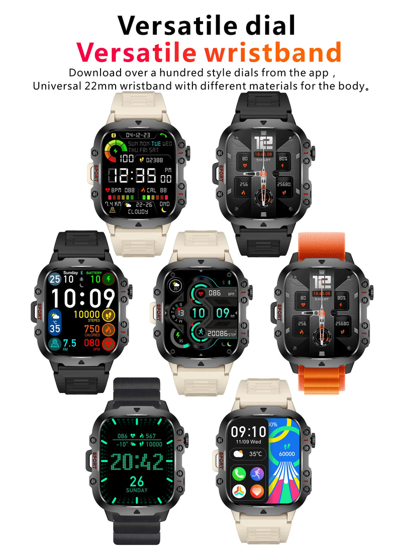 smartwatch inteligente LIGE com tela de 1,96 polegadas, chamada Bluetooth de 420 mAh, assistente de voz, relógio esportivo, fitness, à prova d'água