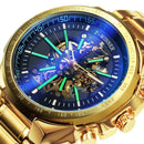 Relógio automático masculino WINNER Steampunk esqueleto, pulseira de aço inoxidável