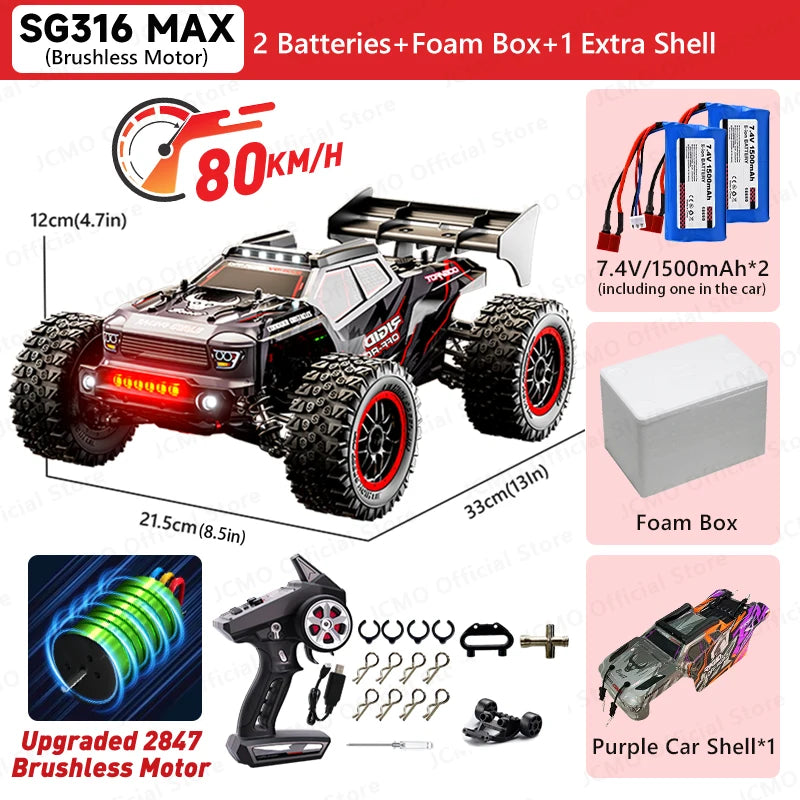 PRO/MAX  Motor 2.4Ghz Carro Remoto 80KM/H Carro de Corrida de Drift de Alta Velocidade Profissional