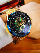 Relógio automático masculino WINNER Steampunk esqueleto, pulseira de aço inoxidável