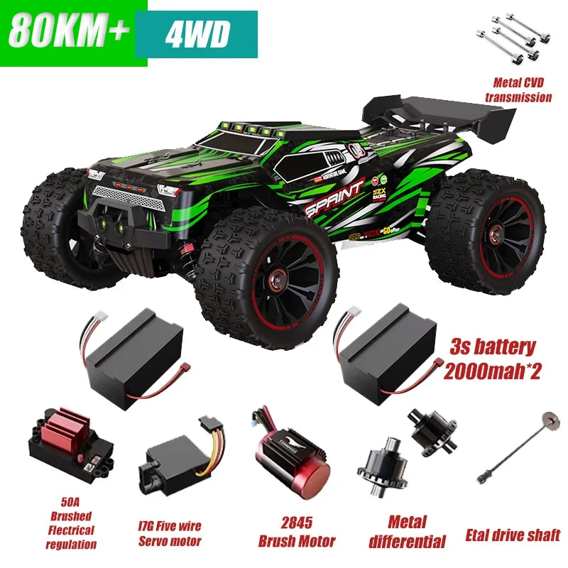 85 km/h carro de controle remoto de alta velocidade sem escova 4x4 off-road drift carro de corrida profissional