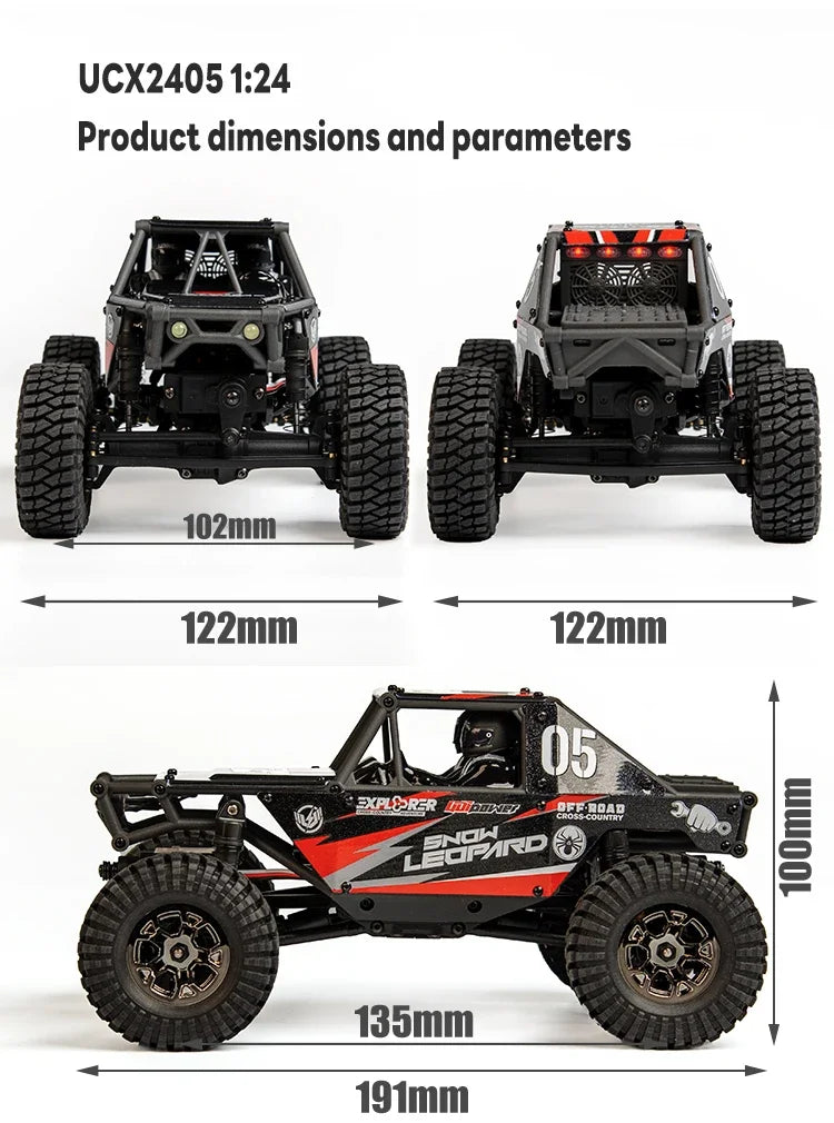 1/24  Motor Brushless/Escova 4WD Off-road Mini Rock Crawler Escalada Veículo