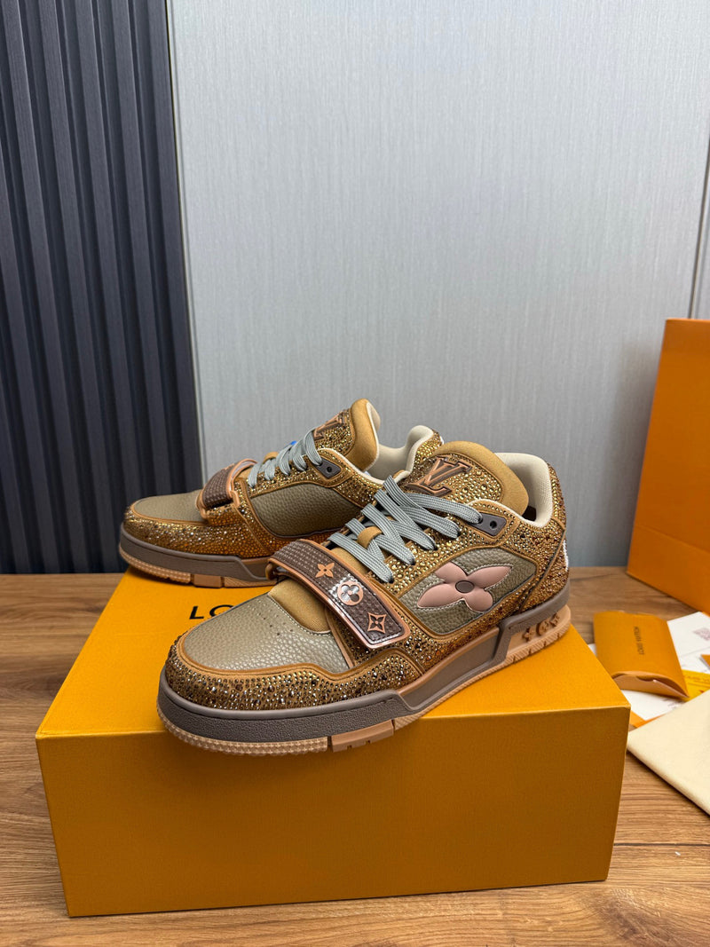 Tênis Louis Vuitton LV Trainer - Marron / Dourado
