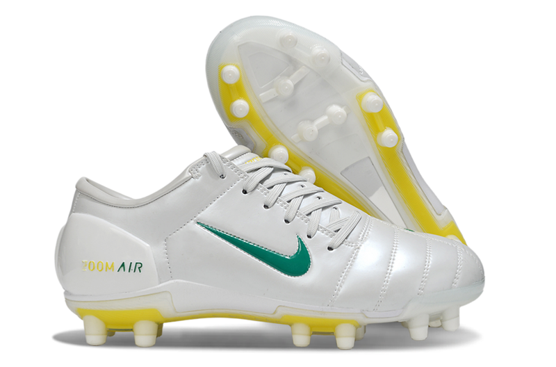 Chuteira Campo Nike Total 90 III FG - Branca/Verde/Amarela