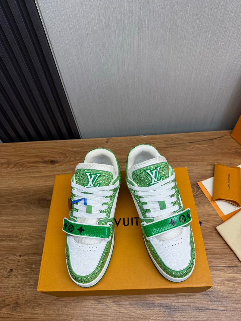 Louis Vuitton Trainer Velcro Green Monogram Denim