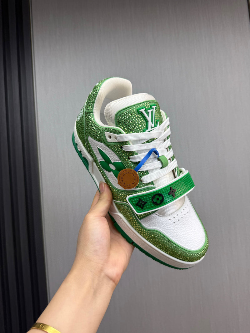 Louis Vuitton Trainer Velcro Green Monogram Denim