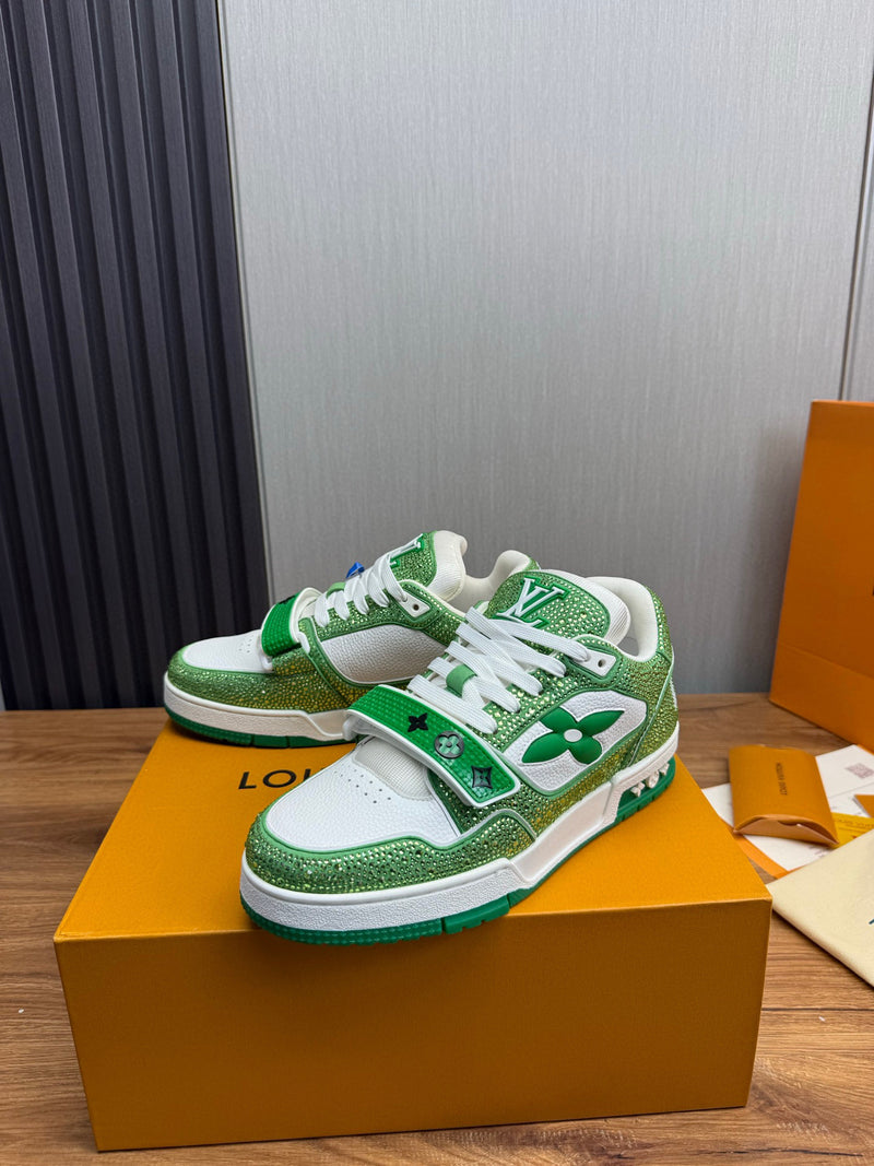 Louis Vuitton Trainer Velcro Green Monogram Denim
