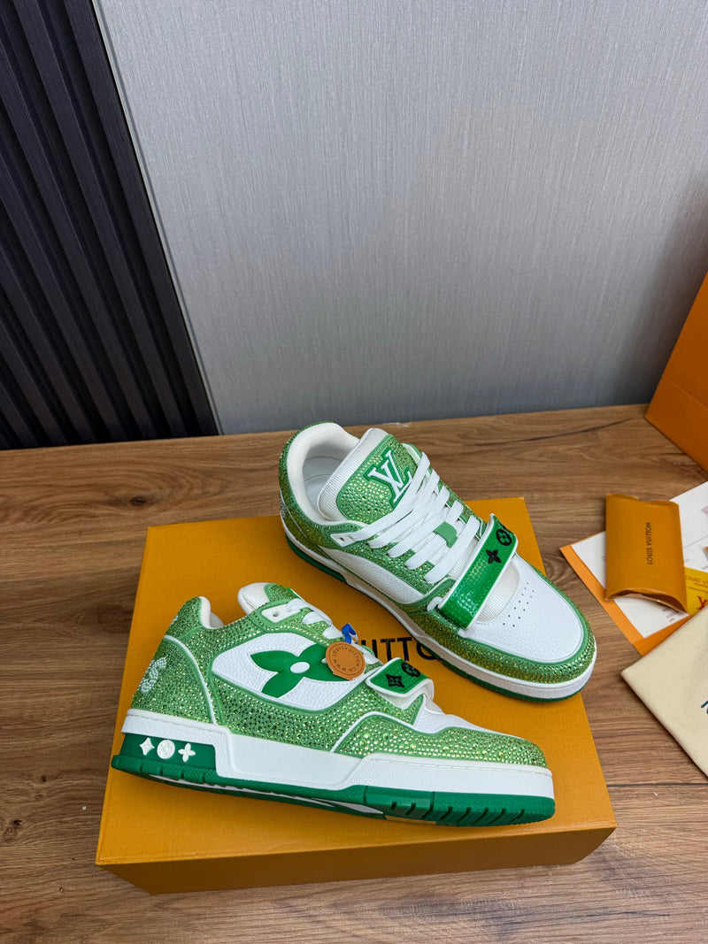 Louis Vuitton Trainer Velcro Green Monogram Denim