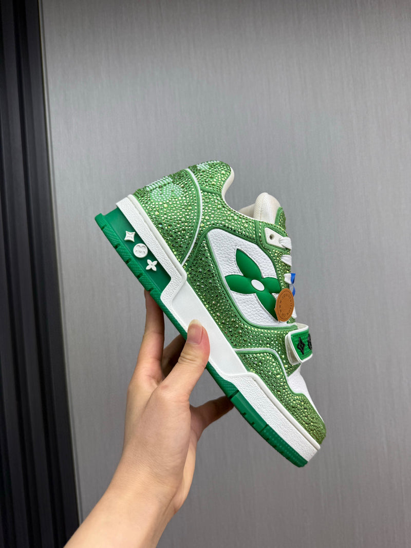 Louis Vuitton Trainer Velcro Green Monogram Denim