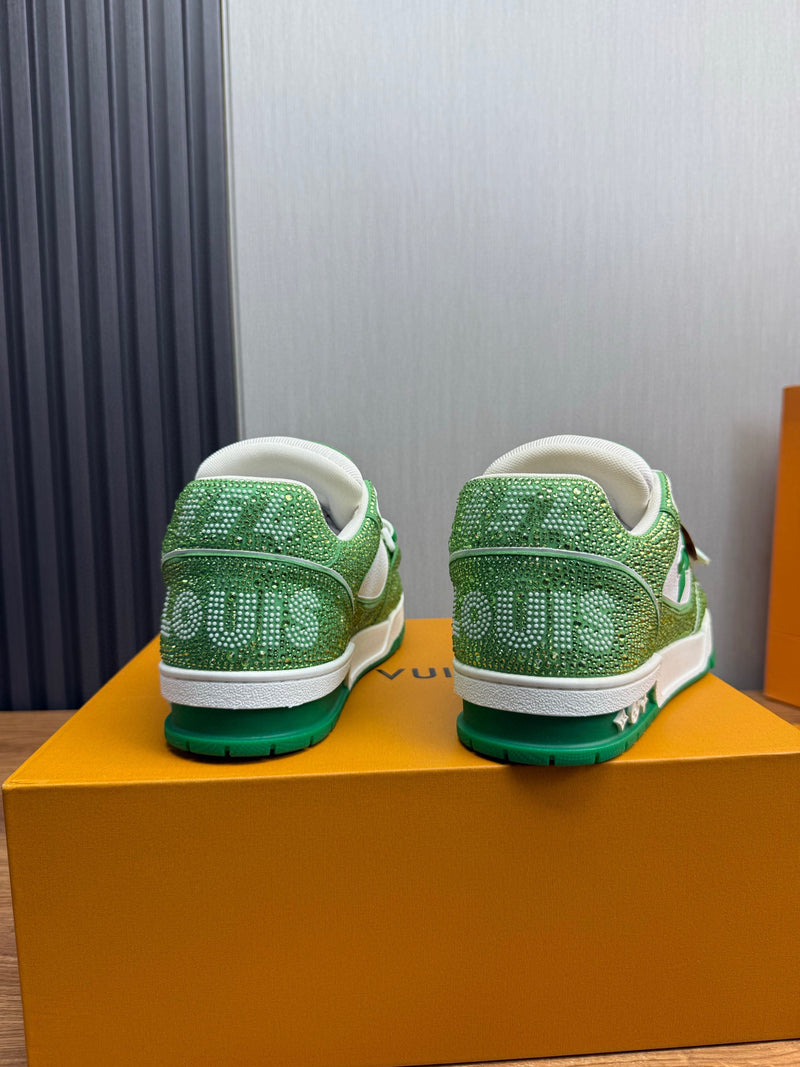 Louis Vuitton Trainer Velcro Green Monogram Denim