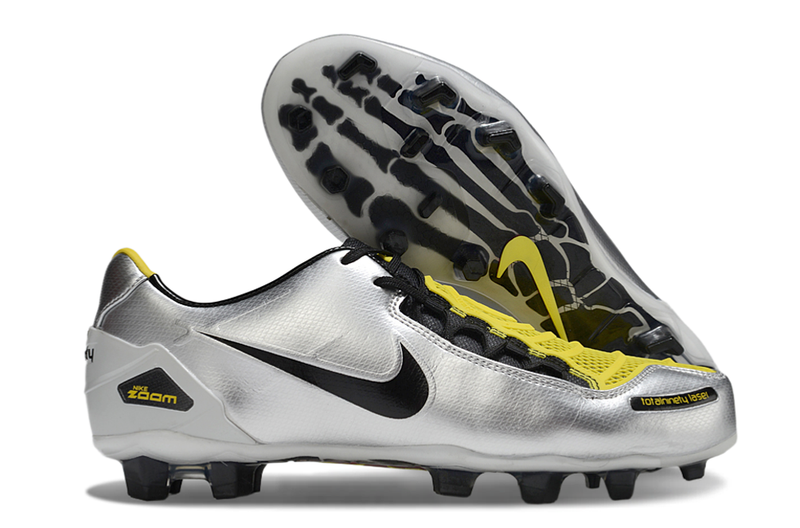 Chuteira Nike Total 90 Laser Elite FG - Cinza/Preta/Amarela